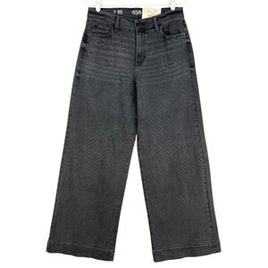 a.n.a. Women's Wide Leg Stretch Embellished Onyx Black Denim Jeans Size 6 NWT